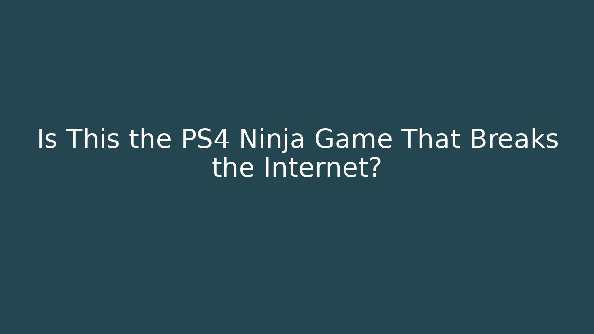 Is This the PS4 Ninja Game That Breaks the Internet?