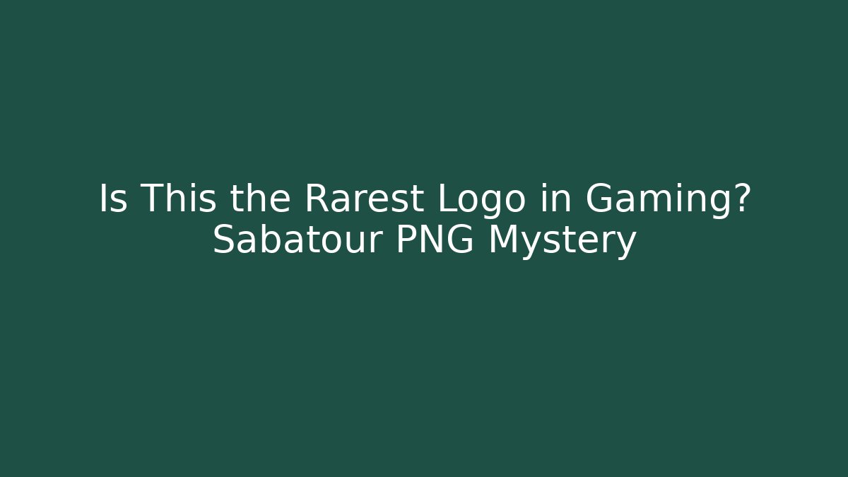 Is This the Rarest Logo in Gaming? Sabatour PNG Mystery - Critter Realm
