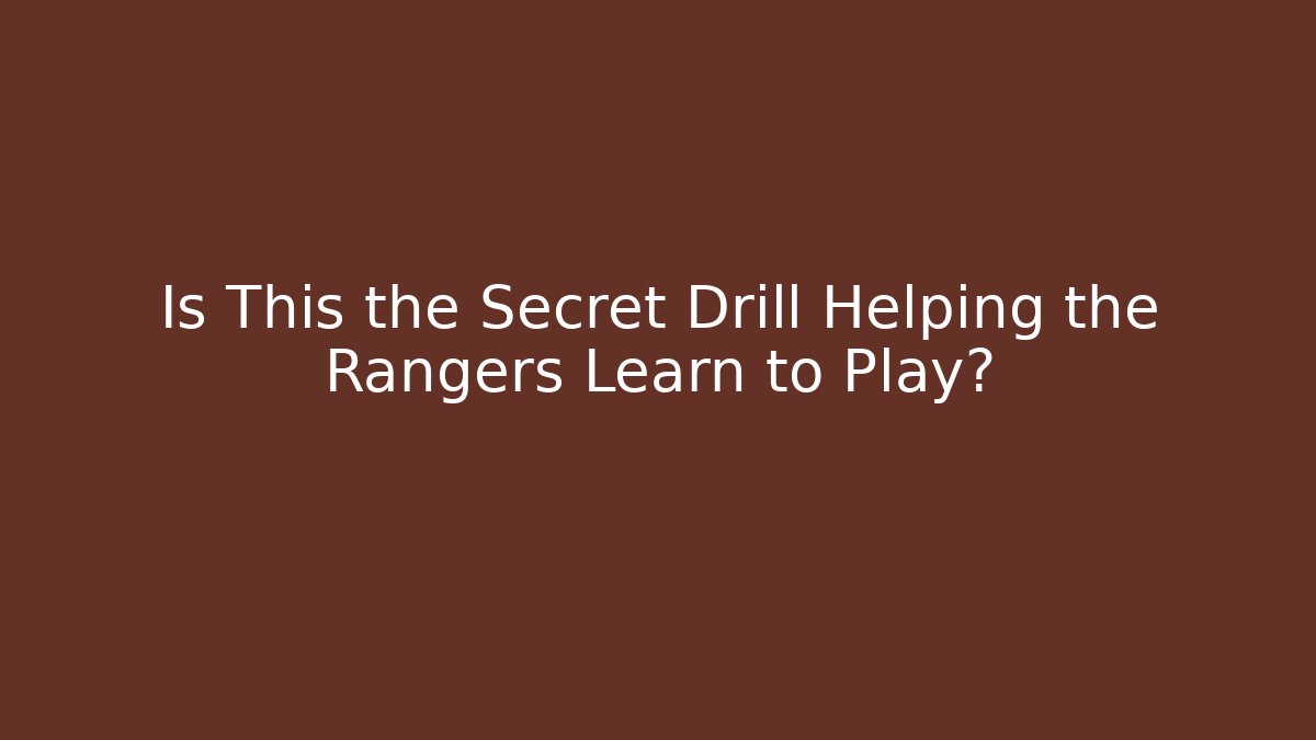 Is This the Secret Drill Helping the Rangers Learn to Play? - Critter Realm