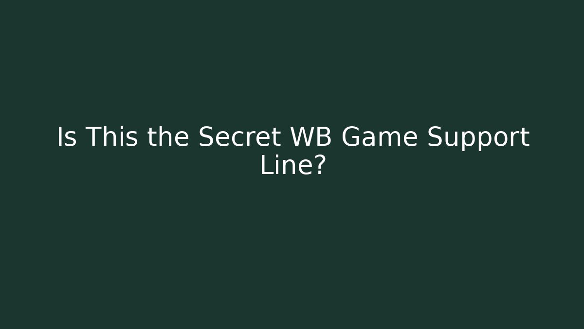 Is This the Secret WB Game Support Line?
