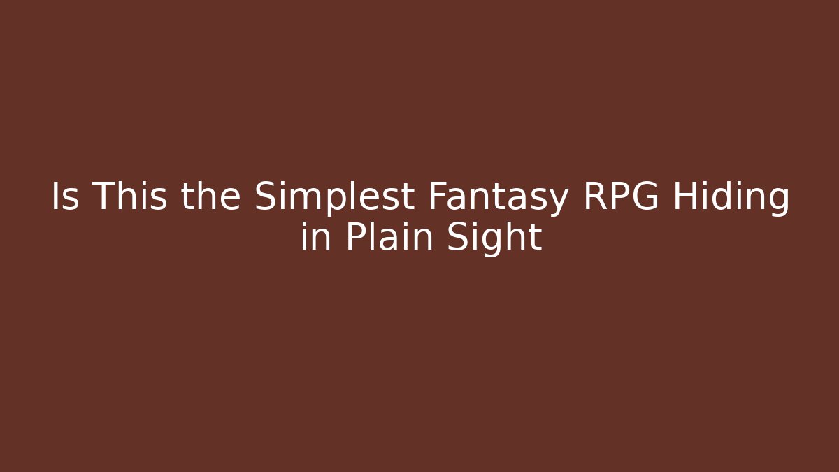 Is This the Simplest Fantasy RPG Hiding in Plain Sight - Critter Realm