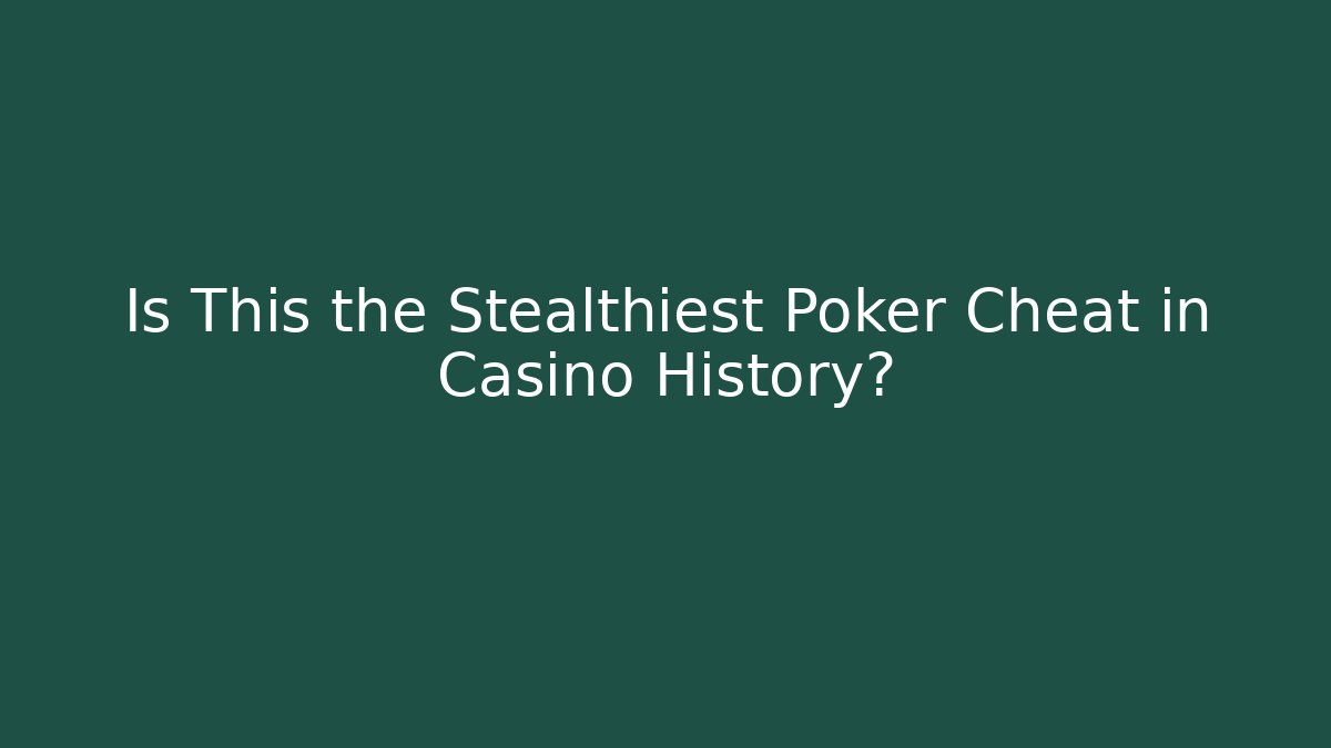 Is This the Stealthiest Poker Cheat in Casino History?