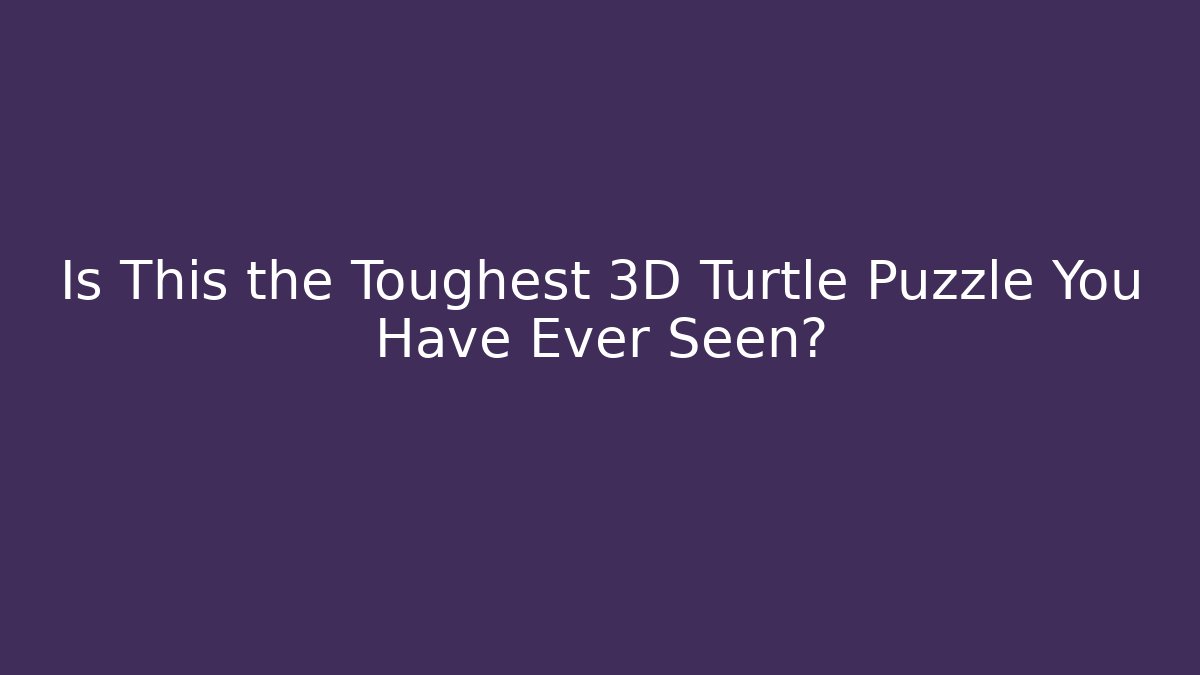 Is This the Toughest 3D Turtle Puzzle You Have Ever Seen?
