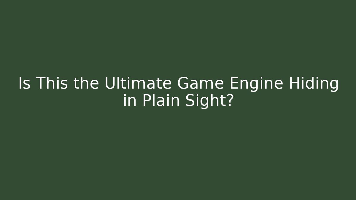 Is This the Ultimate Game Engine Hiding in Plain Sight? - Critter Realm