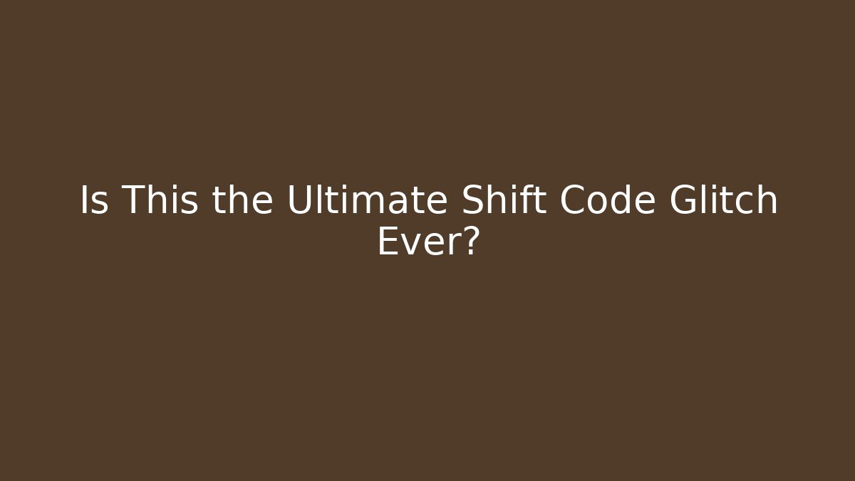 Is This the Ultimate Shift Code Glitch Ever? - Critter Realm