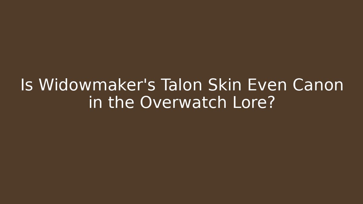 Is Widowmaker’s Talon Skin Even Canon in the Overwatch Lore?