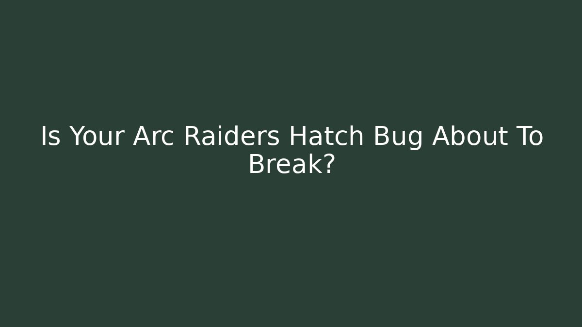 Is Your Arc Raiders Hatch Bug About To Break?