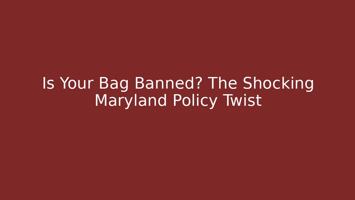 Is Your Bag Banned? The Shocking Maryland Policy Twist