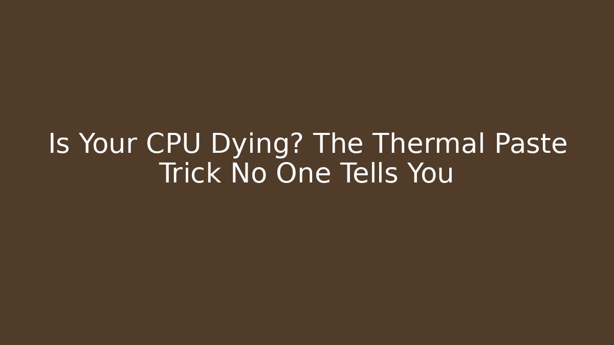 Is Your CPU Dying? The Thermal Paste Trick No One Tells You