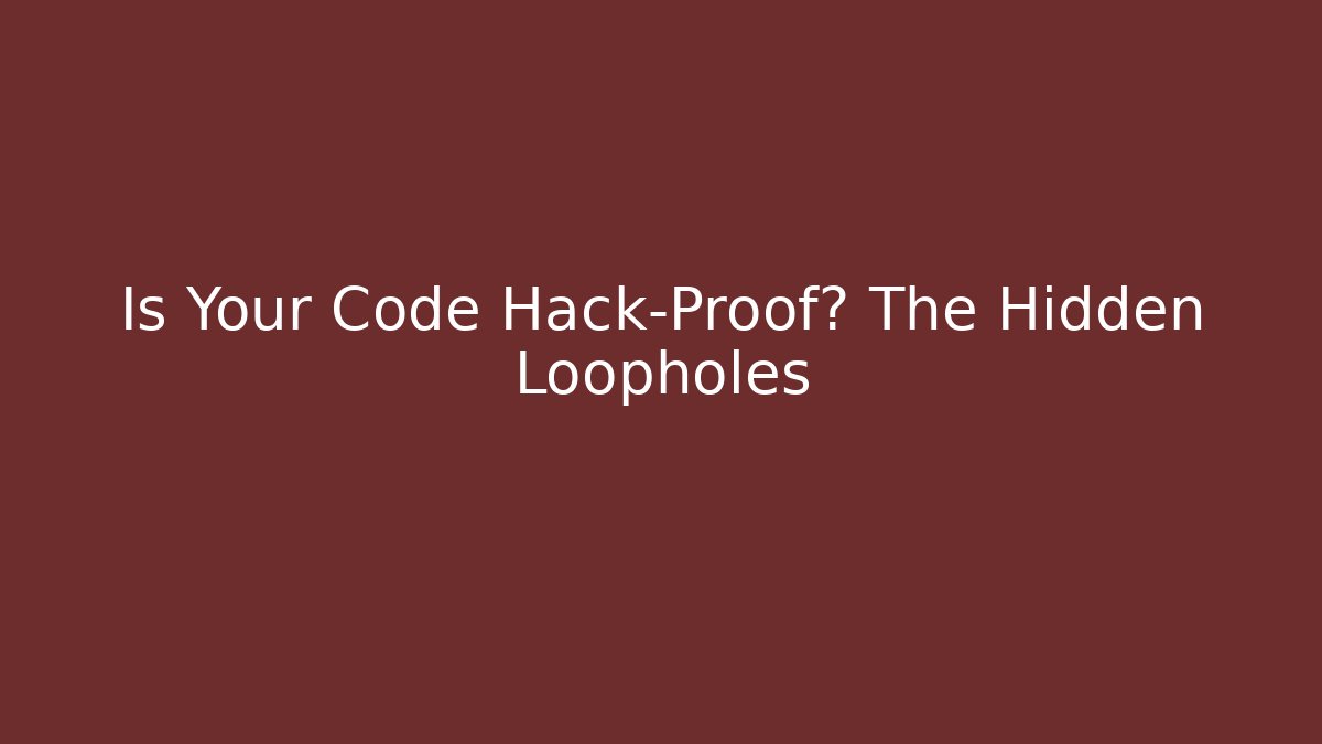 Is Your Code Hack-Proof? The Hidden Loopholes - Critter Realm
