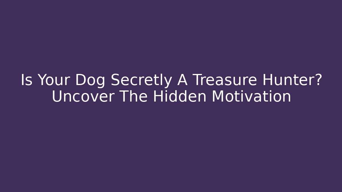 Is Your Dog Secretly A Treasure Hunter? Uncover The Hidden Motivation
