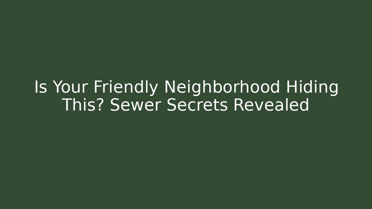 Is Your Friendly Neighborhood Hiding This? Sewer Secrets Revealed