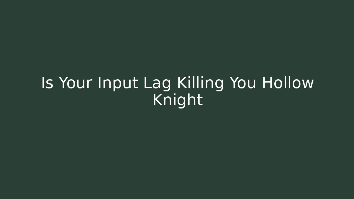Is Your Input Lag Killing You Hollow Knight