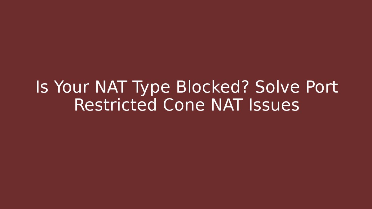 Is Your NAT Type Blocked? Solve Port Restricted Cone NAT Issues - Critter Realm