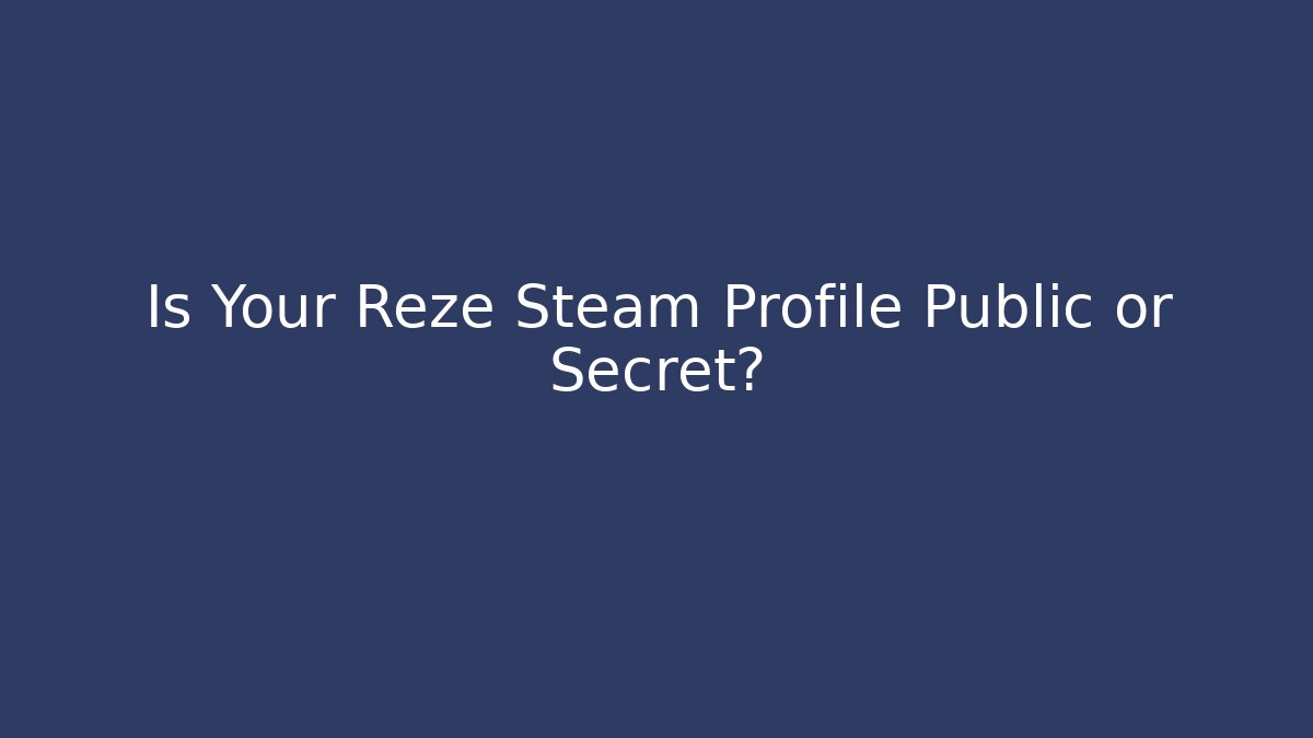 Is Your Reze Steam Profile Public or Secret?