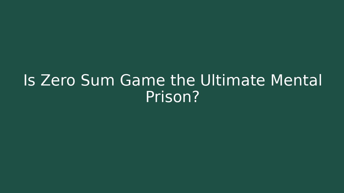 Is Zero Sum Game the Ultimate Mental Prison?