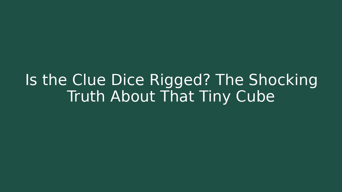 Is the Clue Dice Rigged? The Shocking Truth About That Tiny Cube