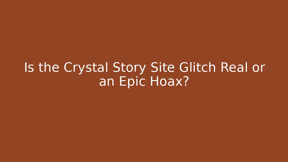 Is the Crystal Story Site Glitch Real or an Epic Hoax?