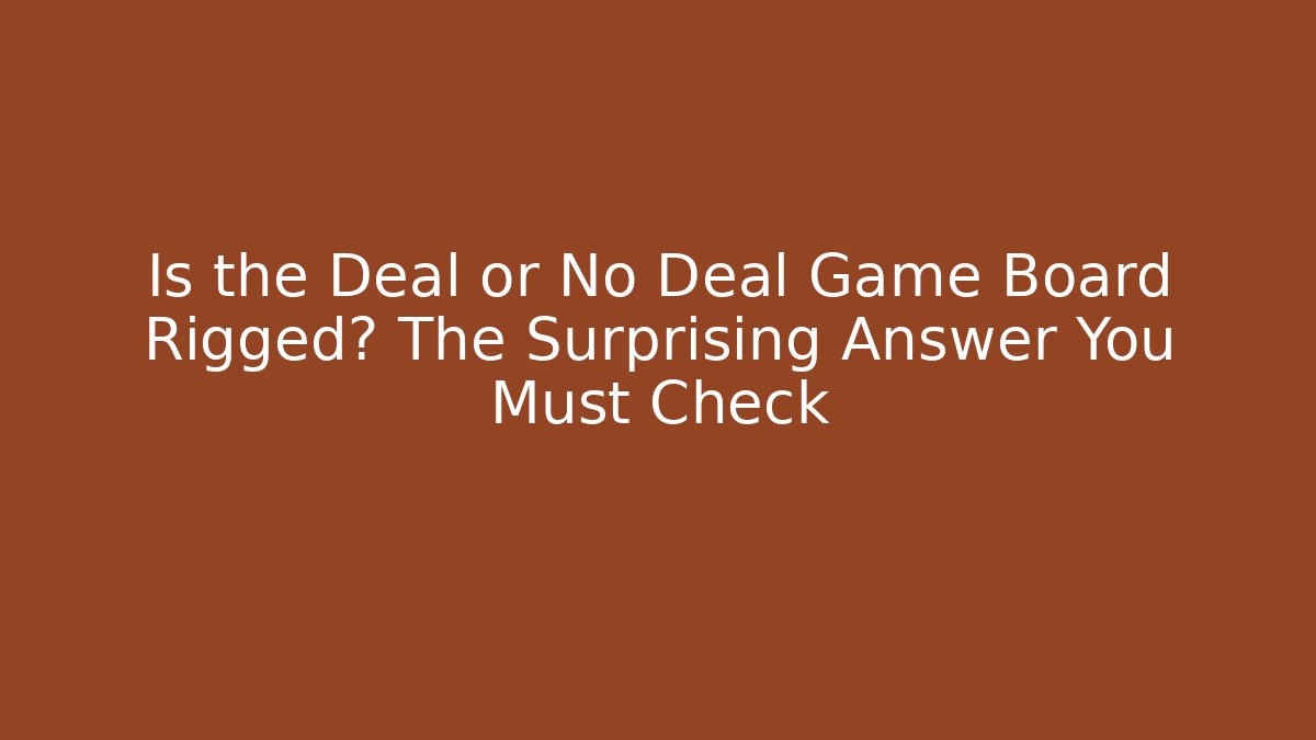 Is the Deal or No Deal Game Board Rigged? The Surprising Answer You Must Check