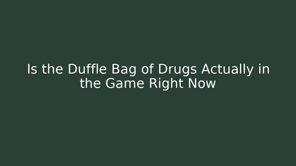 Is the Duffle Bag of Drugs Actually in the Game Right Now - Critter Realm