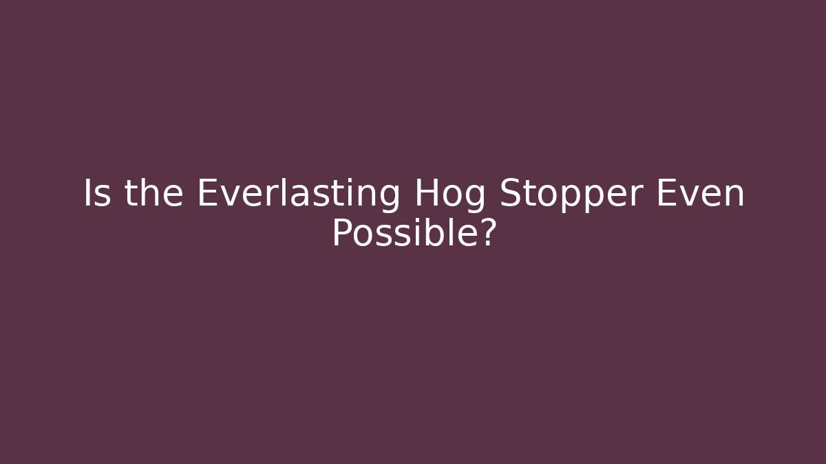 Is the Everlasting Hog Stopper Even Possible?