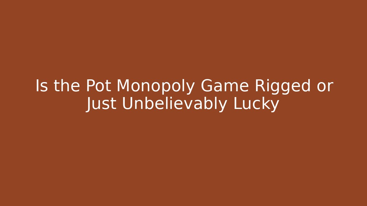 Is the Pot Monopoly Game Rigged or Just Unbelievably Lucky