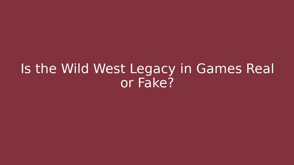 Is the Wild West Legacy in Games Real or Fake?