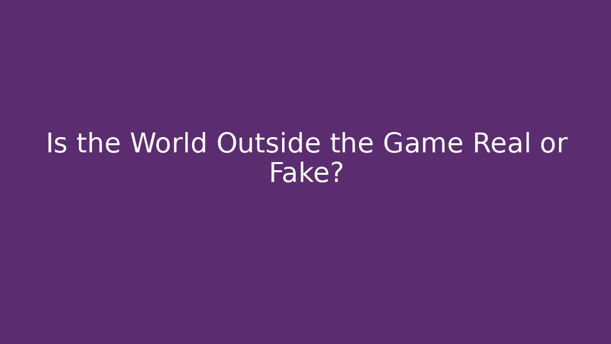 Is the World Outside the Game Real or Fake?