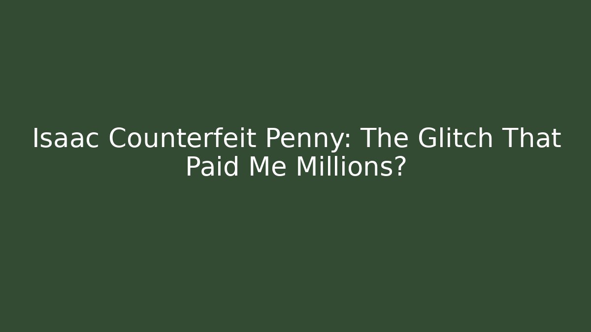 Isaac Counterfeit Penny: The Glitch That Paid Me Millions?