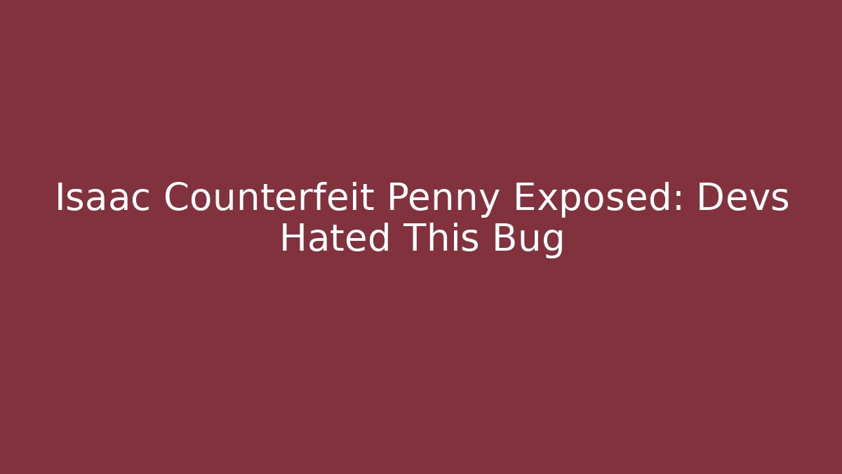 Isaac Counterfeit Penny Exposed: Devs Hated This Bug