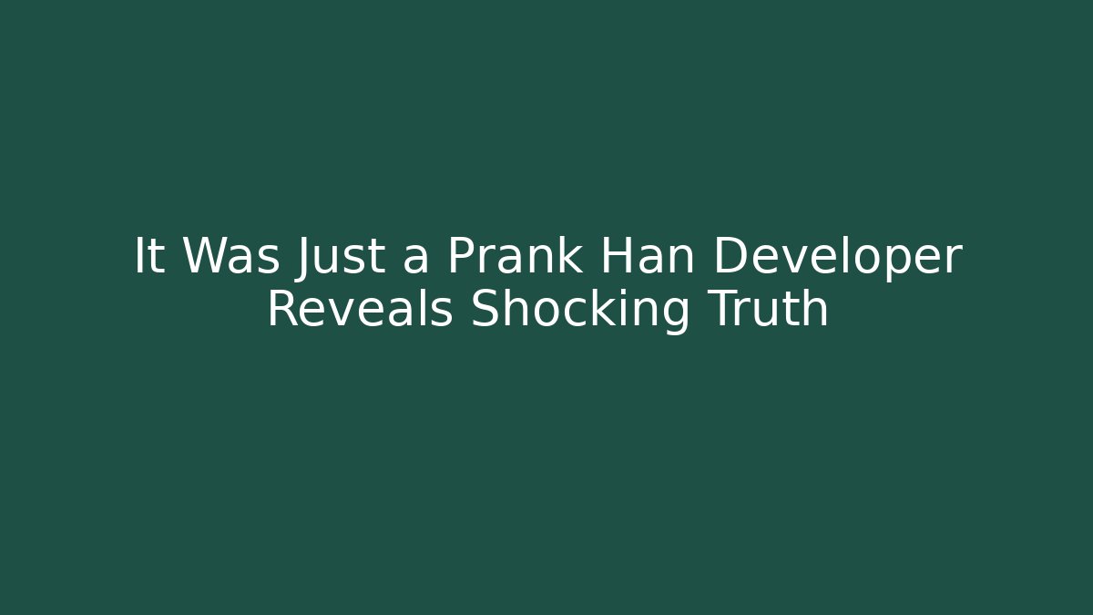 It Was Just a Prank Han Developer Reveals Shocking Truth