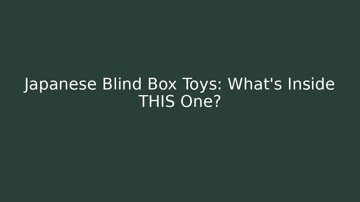 Japanese Blind Box Toys: What's Inside THIS One?