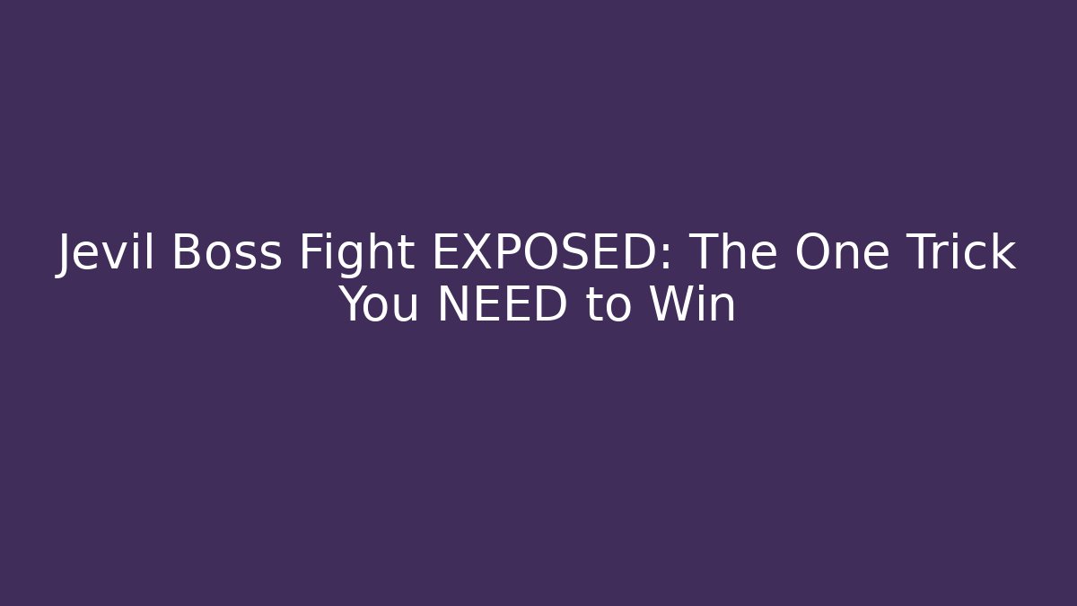 Jevil Boss Fight EXPOSED: The One Trick You NEED to Win