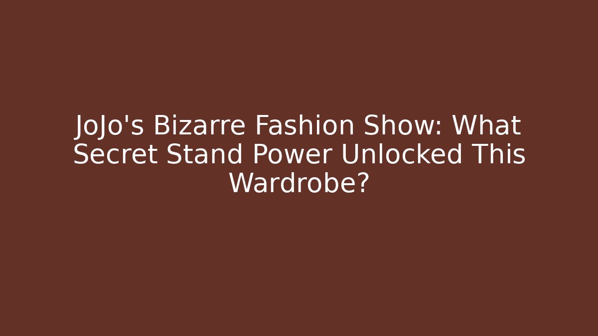 JoJo's Bizarre Fashion Show: What Secret Stand Power Unlocked This Wardrobe?