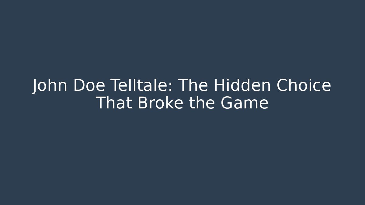 John Doe Telltale: The Hidden Choice That Broke the Game