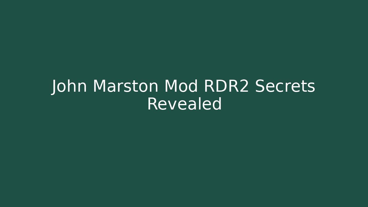 John Marston Mod RDR2 Secrets Revealed - Critter Realm