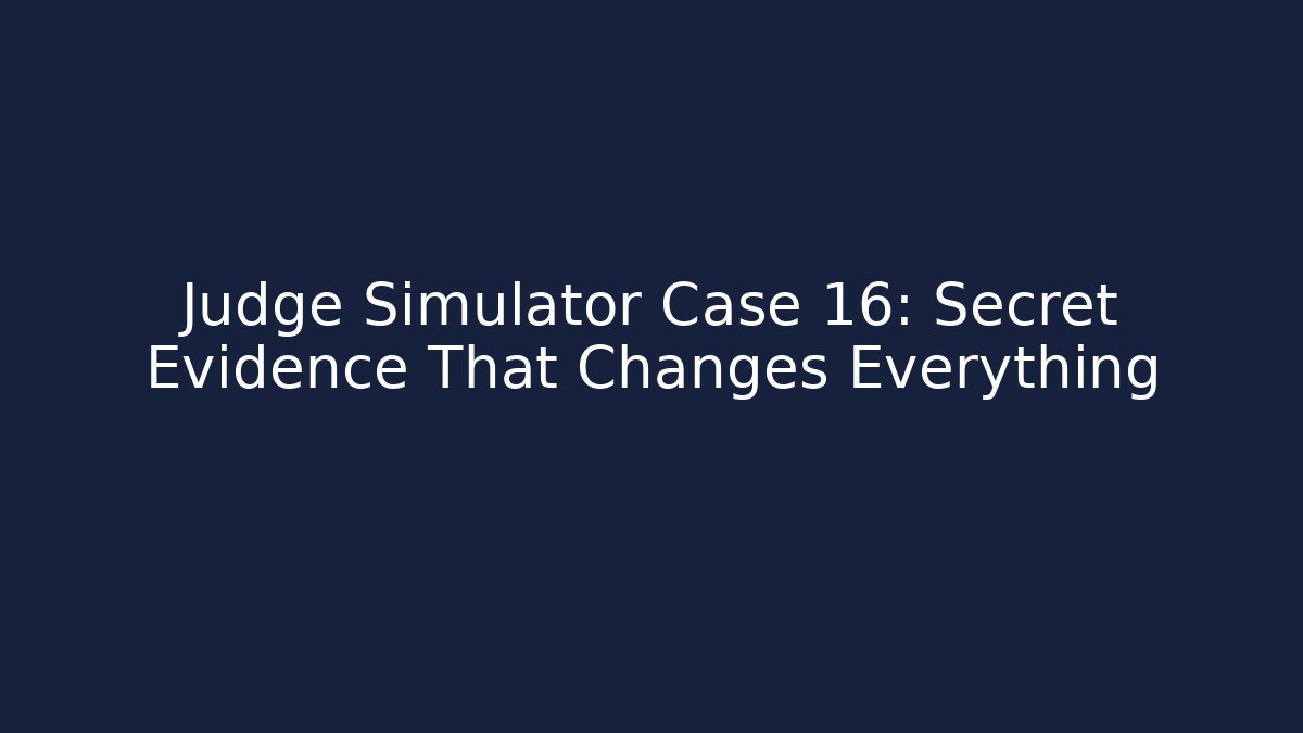 Judge Simulator Case 16: Secret Evidence That Changes Everything