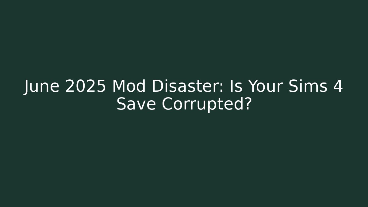 June 2025 Mod Disaster: Is Your Sims 4 Save Corrupted?