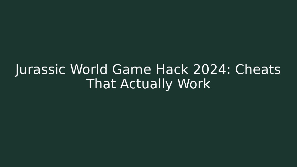 Jurassic World Game Hack 2024: Cheats That Actually Work - Critter Realm
