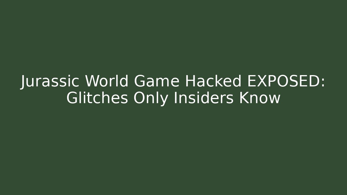 Jurassic World Game Hacked EXPOSED: Glitches Only Insiders Know