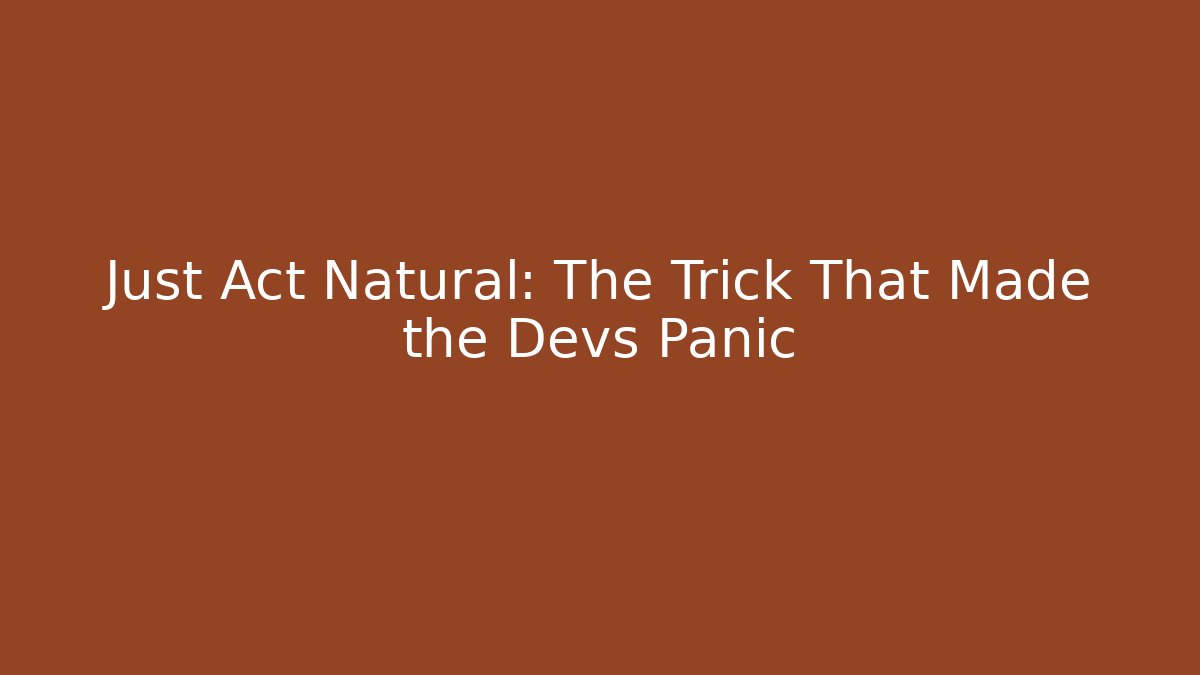Just Act Natural: The Trick That Made the Devs Panic