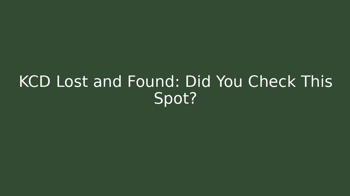 KCD Lost and Found: Did You Check This Spot?