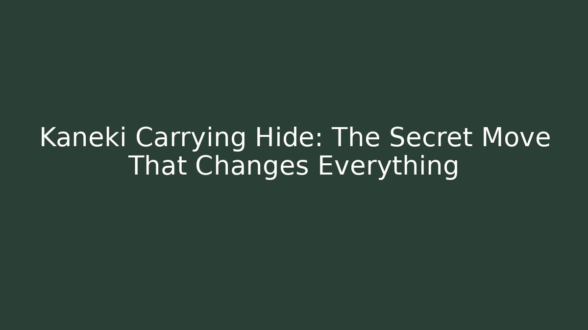 Kaneki Carrying Hide: The Secret Move That Changes Everything