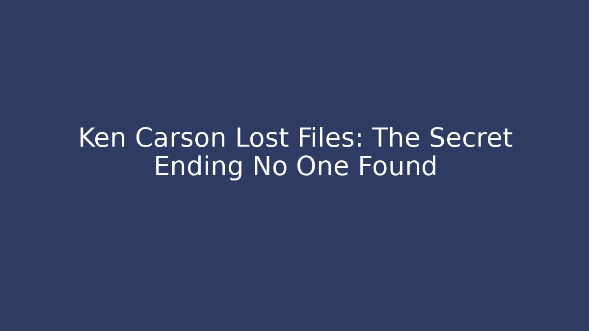 Ken Carson Lost Files: The Secret Ending No One Found - Critter Realm