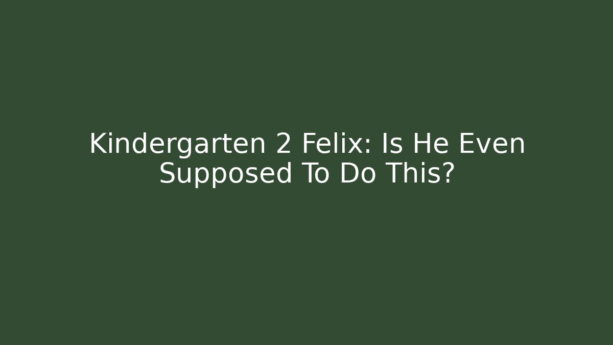 Kindergarten 2 Felix: Is He Even Supposed To Do This?
