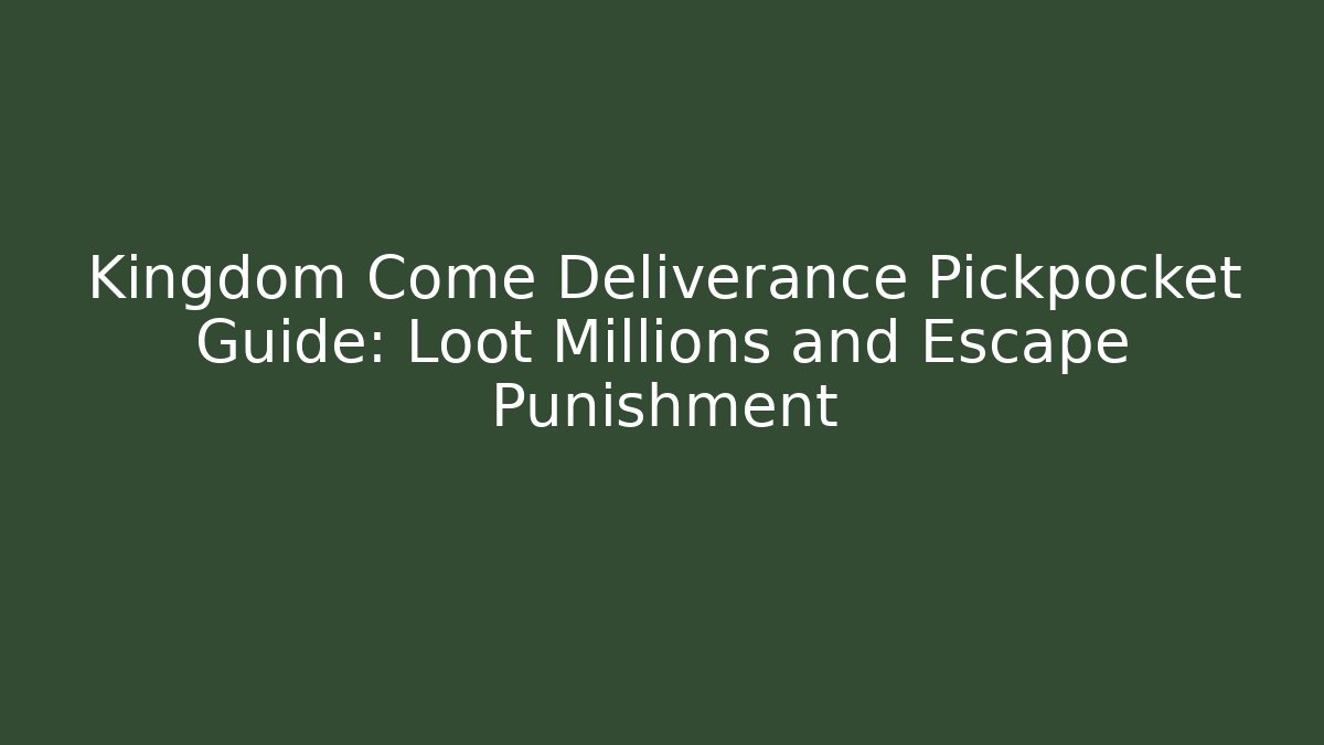 Kingdom Come Deliverance Pickpocket Guide: Loot Millions and Escape Punishment