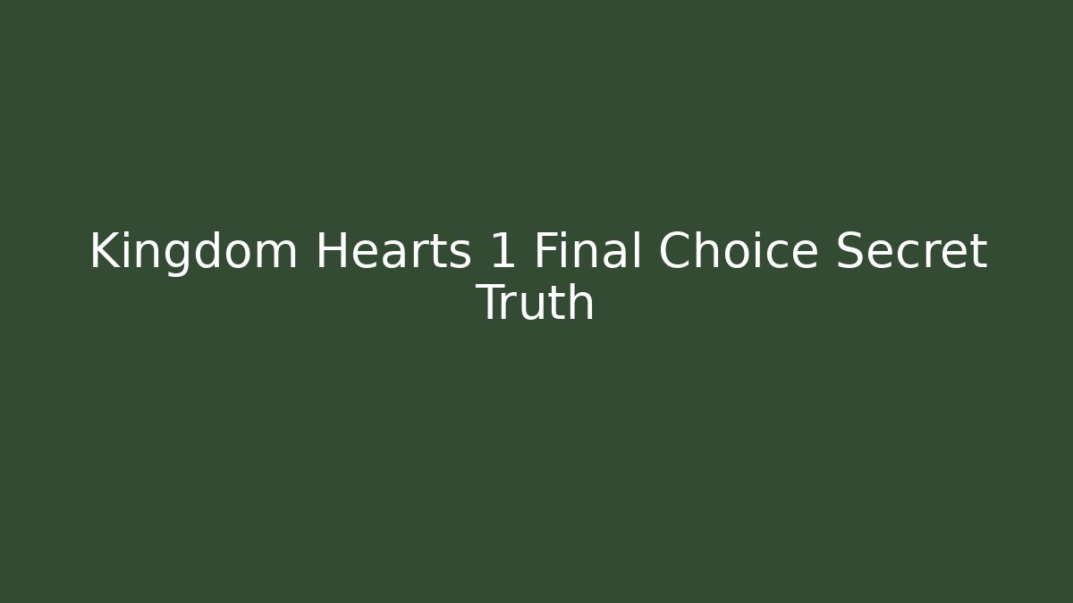 Kingdom Hearts 1 Final Choice Secret Truth
