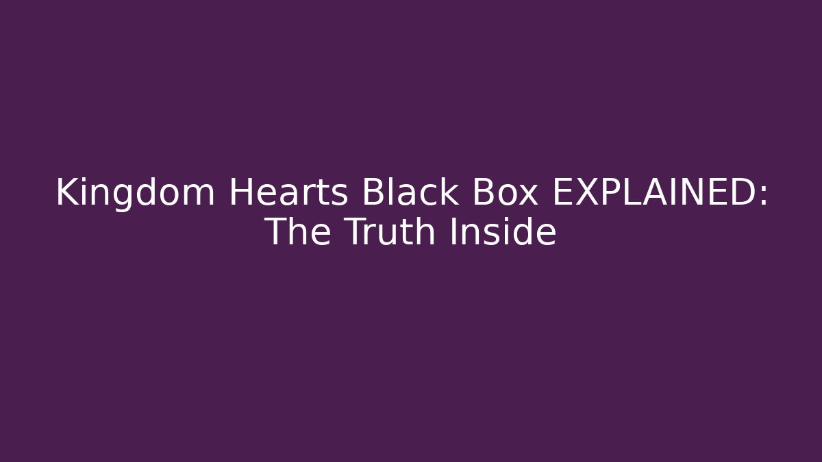 Kingdom Hearts Black Box EXPLAINED: The Truth Inside