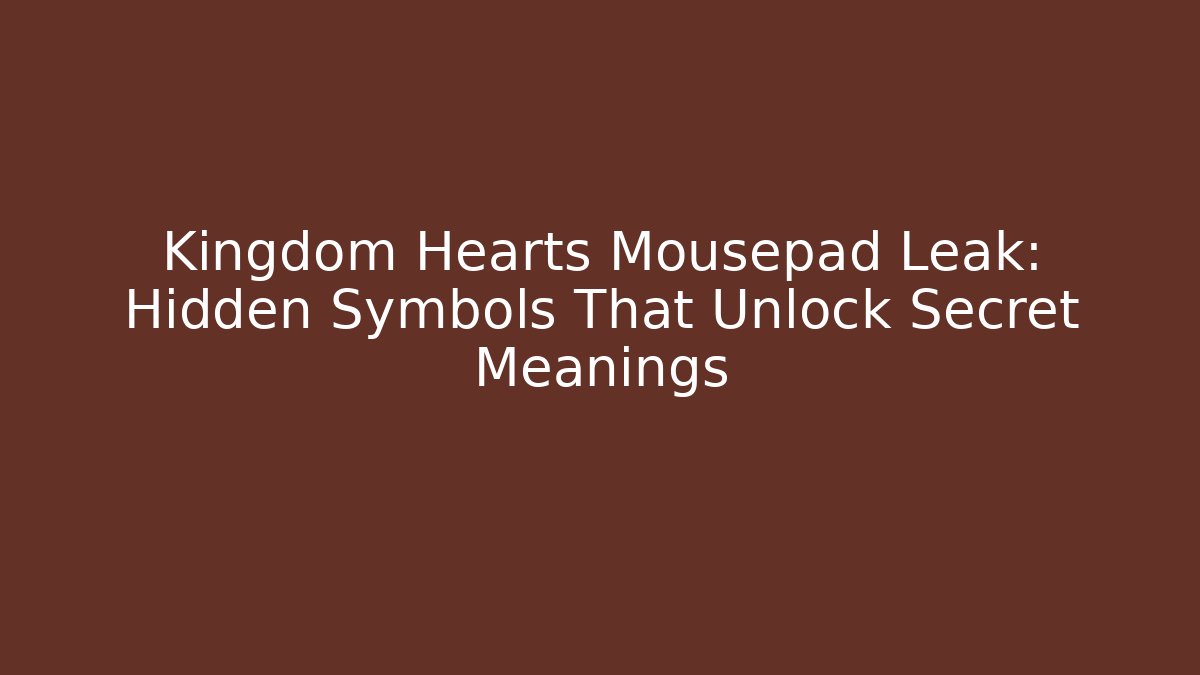 Kingdom Hearts Mousepad Leak: Hidden Symbols That Unlock Secret Meanings