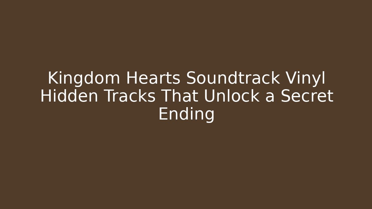 Kingdom Hearts Soundtrack Vinyl Hidden Tracks That Unlock a Secret Ending